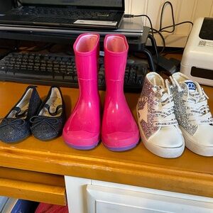 Toddler Shoe Bundle Size 5-6 Cat & Jack Flats Rain Boots Glitter Sneakers